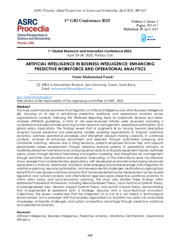 (PDF) ARTIFICIAL INTELLIGENCE IN BUSINESS INTELLIGENCE: ENHANCING ...