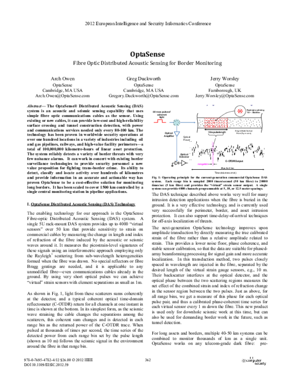 (PDF) OptaSense: Fibre Optic Distributed Acoustic Sensing for Border ...