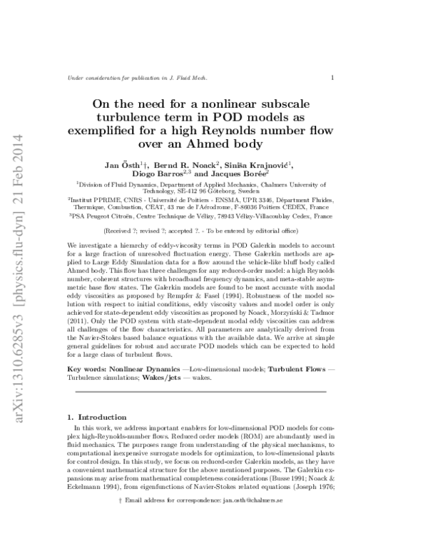 (PDF) On the need for a nonlinear subscale turbulence term in POD ...