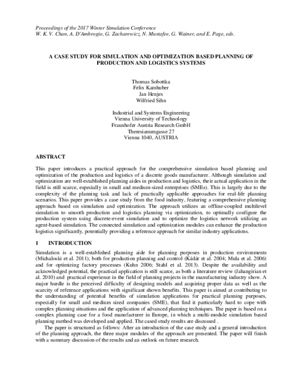 (PDF) A case study for simulation and optimization based planning of ...