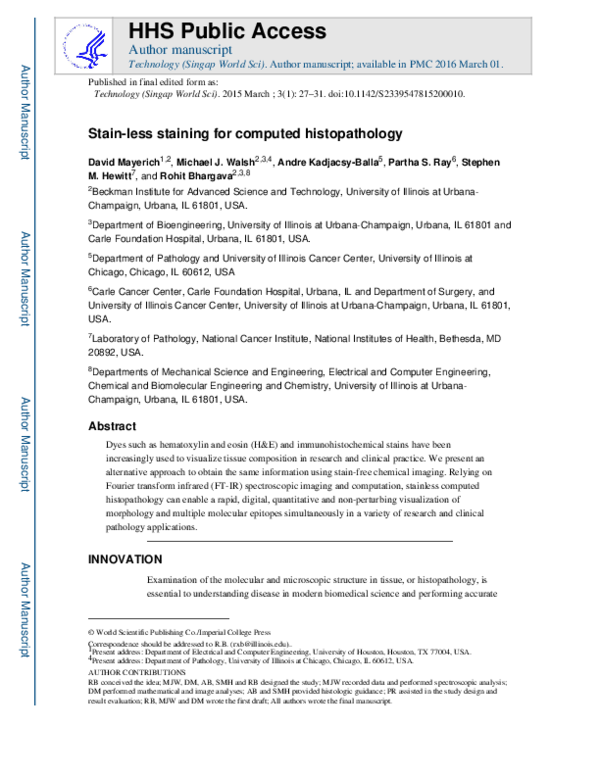 (PDF) Stain-less staining for computed histopathology