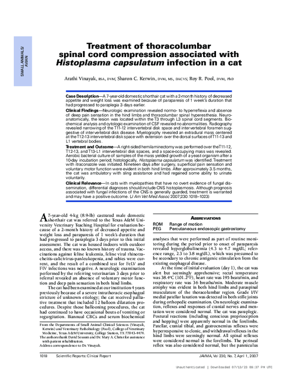 (PDF) Treatment of thoracolumbar spinal cord compression associated ...