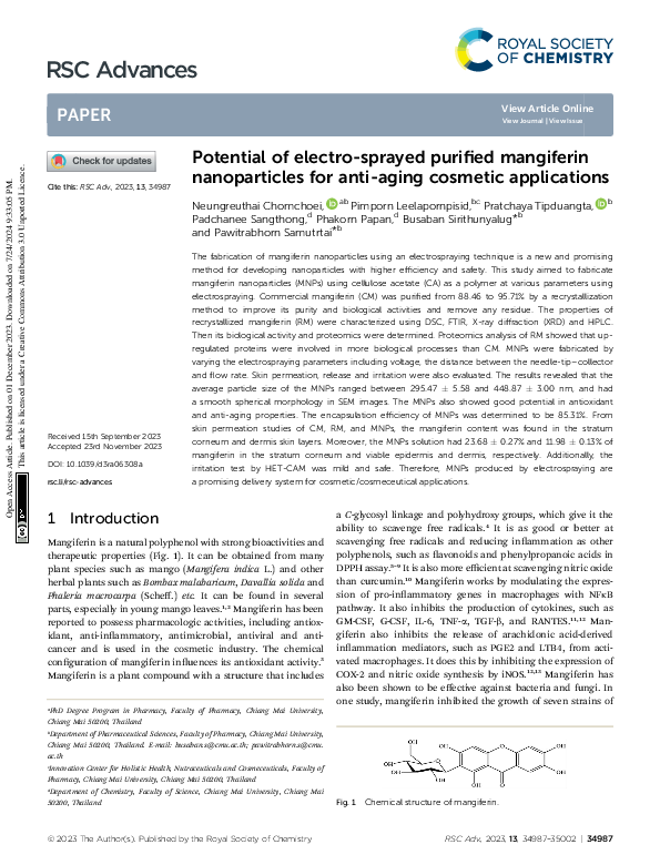 (PDF) Potential of electro-sprayed purified mangiferin nanoparticles ...