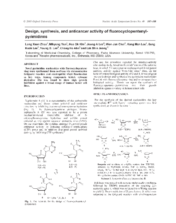 (PDF) Design, synthesis, and anticancer activity of fluorocyclopentenyl ...
