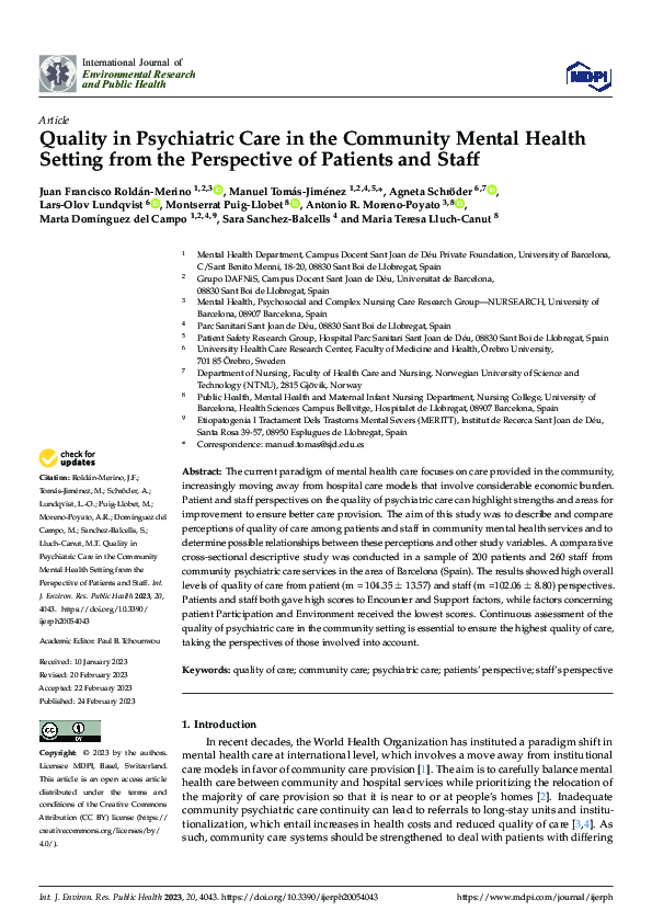 (PDF) Quality in Psychiatric Care in the Community Mental Health ...