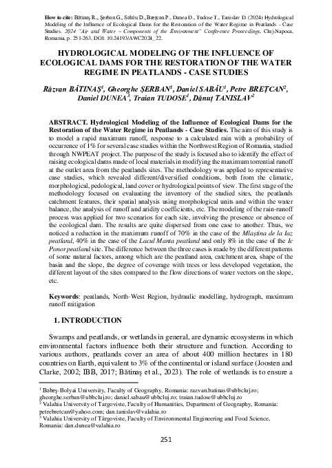 (PDF) Hydrological Modeling of the Influence of Ecological Dams for the ...