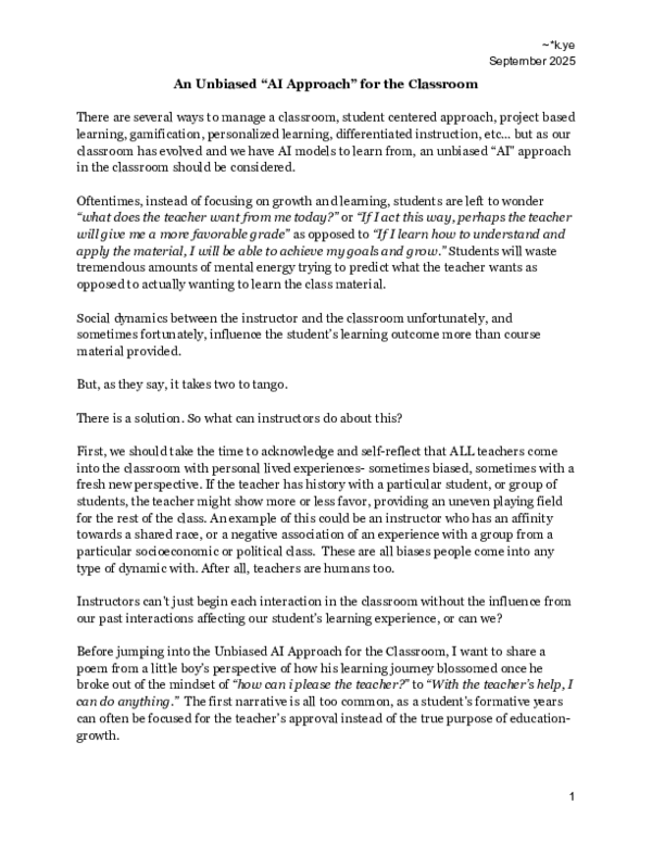 (PDF) An Unbiased AI Approach for the Classroom
