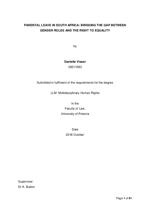 (PDF) Parental leave in South Africa : bridging the gap between gender ...