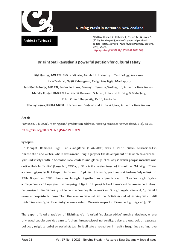 (PDF) Dr Irihapeti Ramsden's powerful argument for cultural safety ...