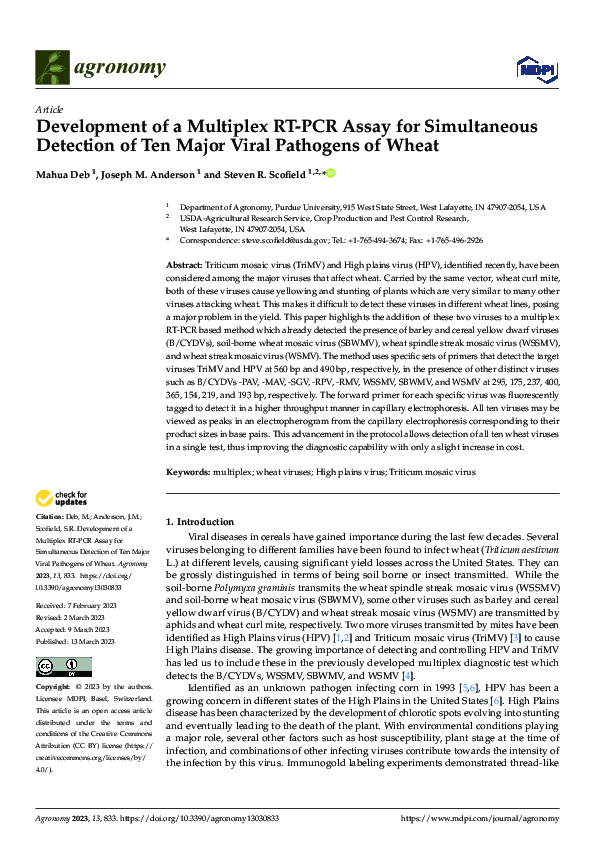 (PDF) Development of a Multiplex RT-PCR Assay for Simultaneous ...