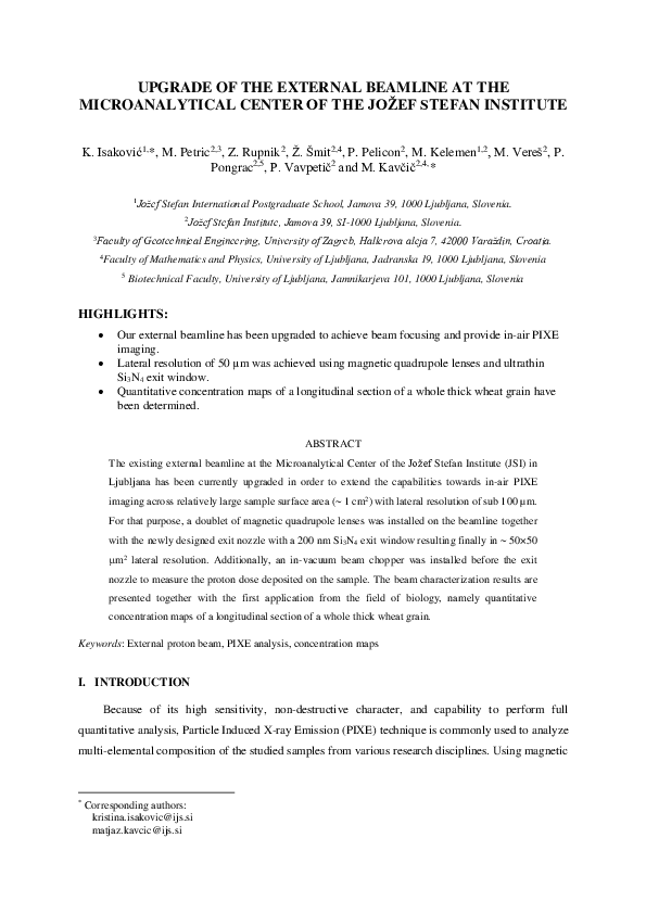 (PDF) Upgrade of the external beamline at the microanalytical center of ...