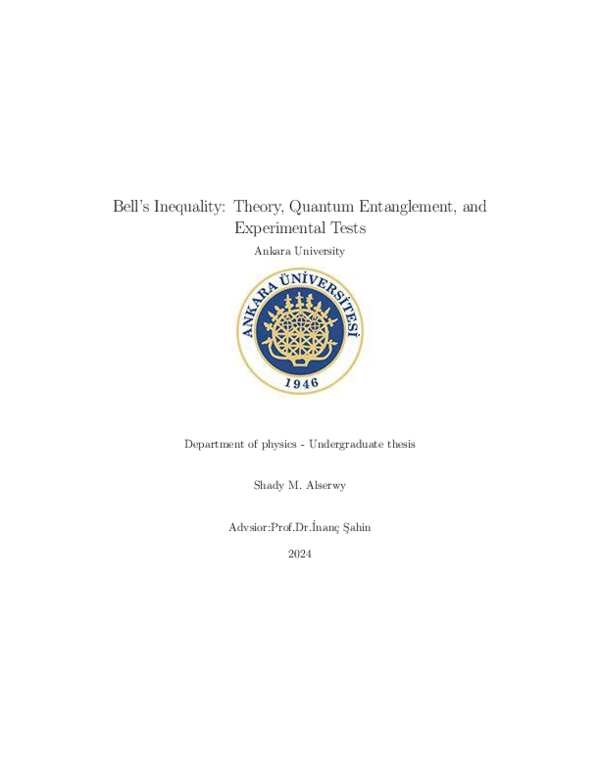 (PDF) Bell’s Inequality: Theory, Quantum Entanglement, and Experimental ...