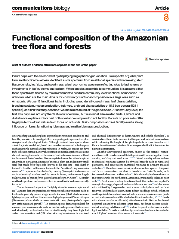 (PDF) Functional composition of the Amazonian tree flora and forests