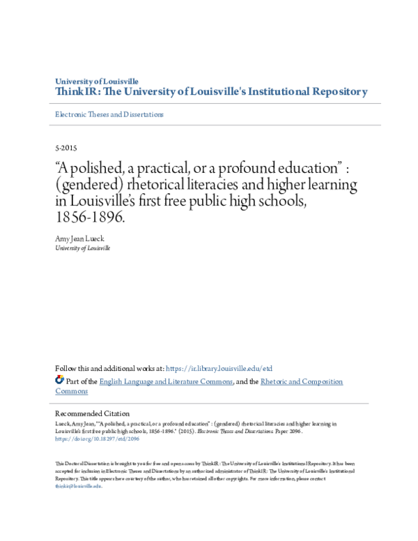 (PDF) “A polished, a practical, or a profound education” : (gendered ...