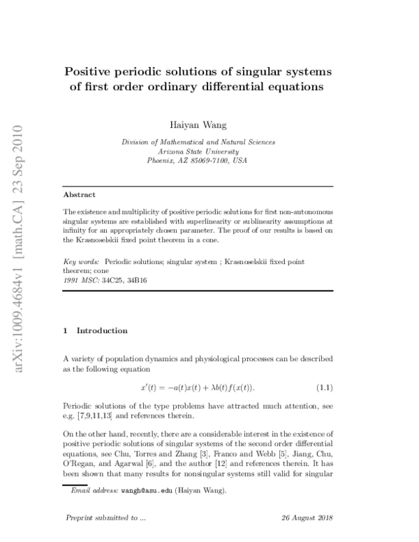 (PDF) Positive periodic solutions of singular systems of first order ...