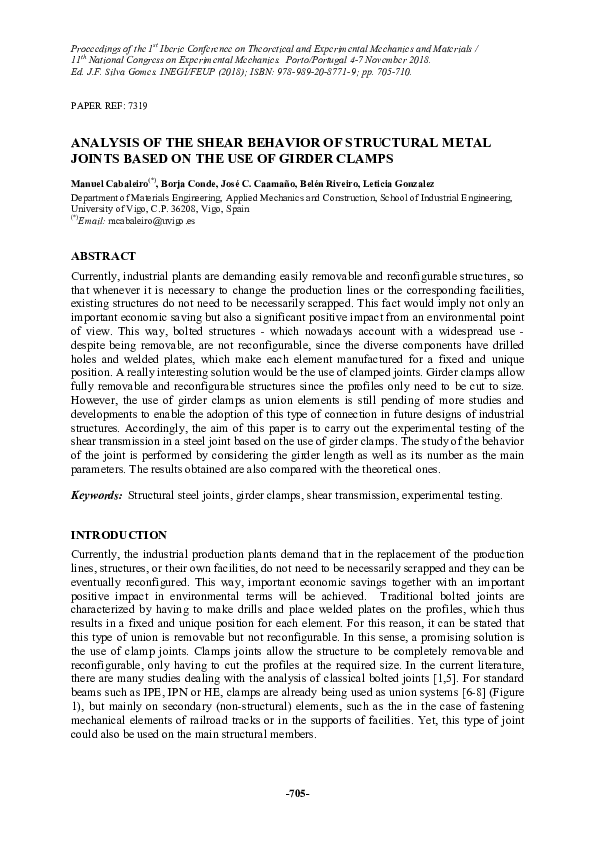 (PDF) Analysis of the shear behavior of structural metal joints based ...