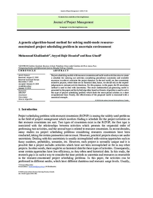 (PDF) A genetic algorithm-based method for solving multi-mode resource ...