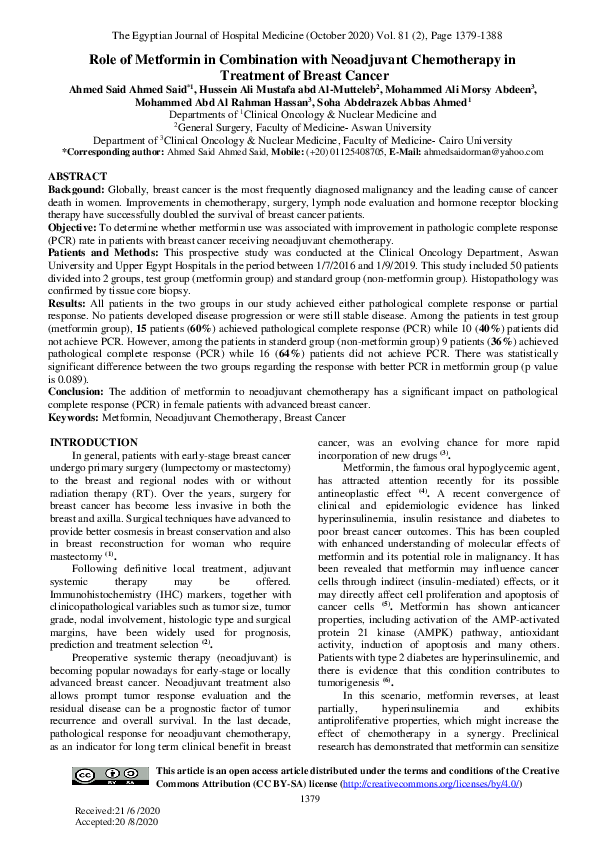 (PDF) Role of Metformin in Combination with Neoadjuvant Chemotherapy in ...