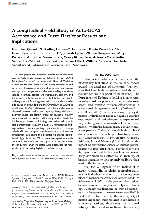 (PDF) A Longitudinal Field Study of Auto-GCAS Acceptance and Trust ...