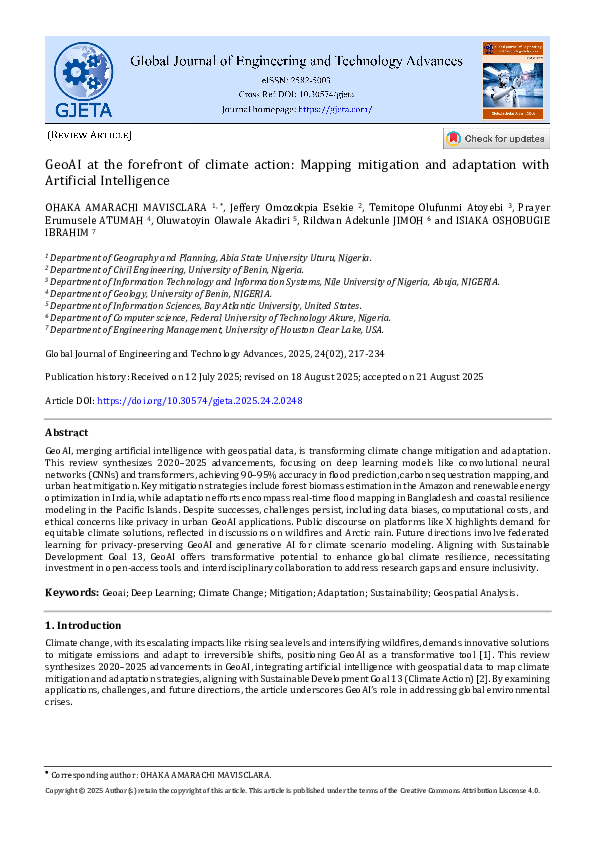 (PDF) GeoAI at the forefront of climate action: Mapping mitigation and ...