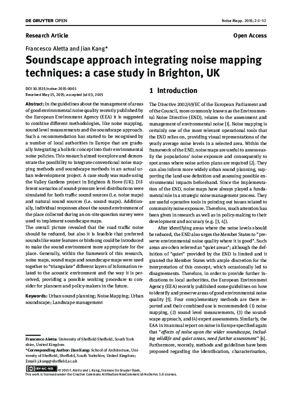 (PDF) Soundscape approach integrating noise mapping techniques: a case ...