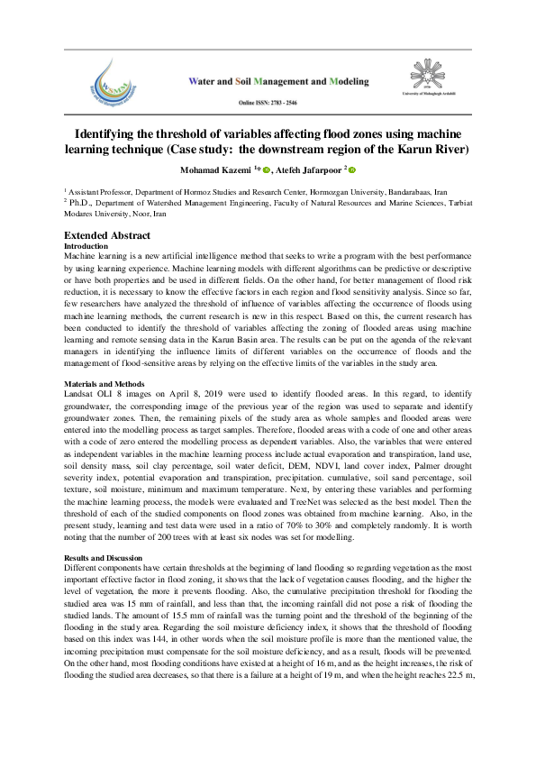 (PDF) Identifying the threshold of variables affecting flood zones ...
