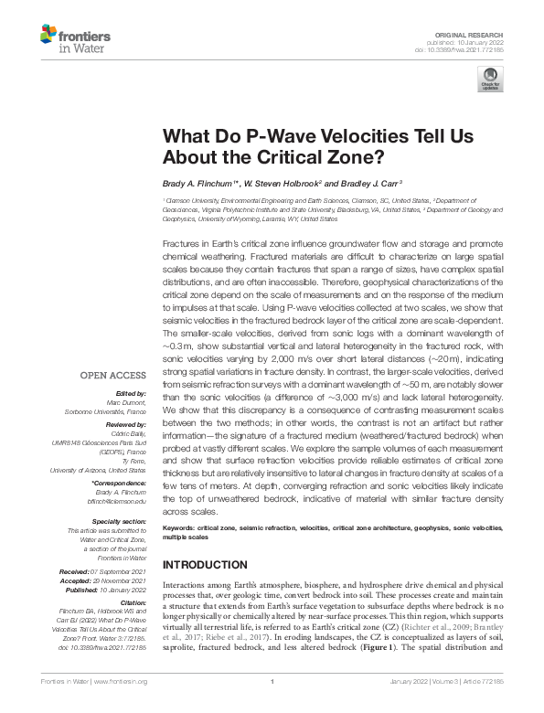 (PDF) What Do P-Wave Velocities Tell Us About the Critical Zone?