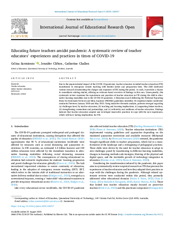 (PDF) Educating future teachers amidst pandemic: A systematic review of ...