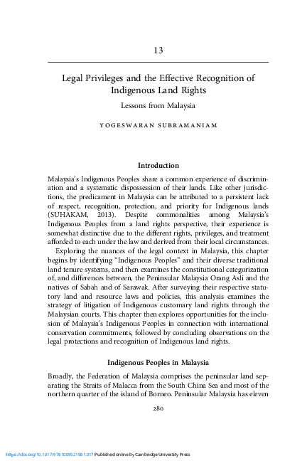 (PDF) Legal Privileges and the Effective Recognition of Indigenous Land ...