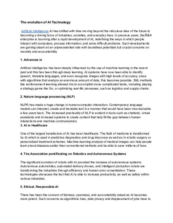 (PDF) The evolution of AI Technology