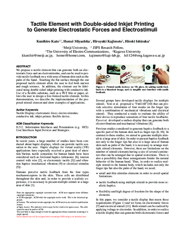(PDF) Tactile Element with Double-sided Inkjet Printing to Generate ...