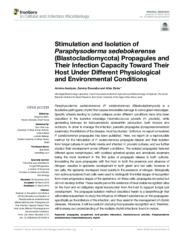(PDF) Stimulation and Isolation of Paraphysoderma sedebokerense ...