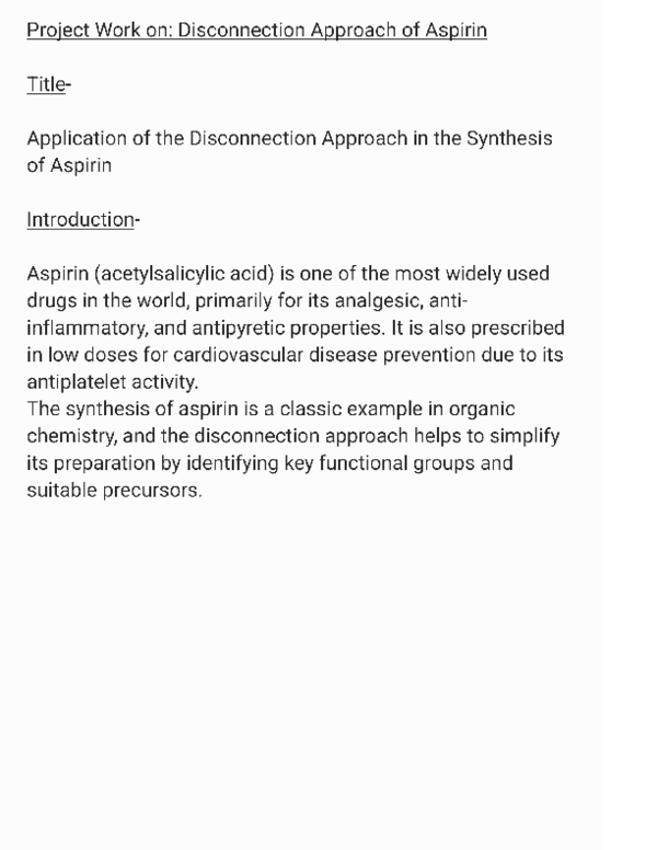 (PDF) Disconnection approach of aspirin