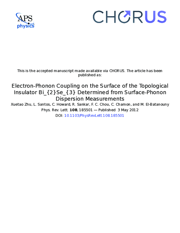 (PDF) Electron-Phonon Coupling on the Surface of the Topological ...