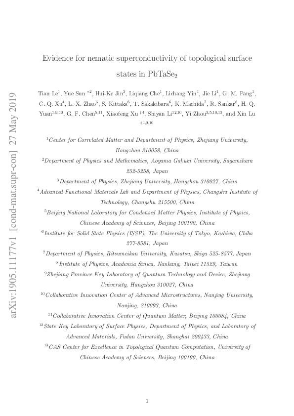 (PDF) Evidence for nematic superconductivity of topological surface ...