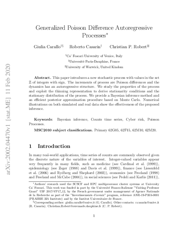 (PDF) Generalized Poisson Difference Autoregressive Processes