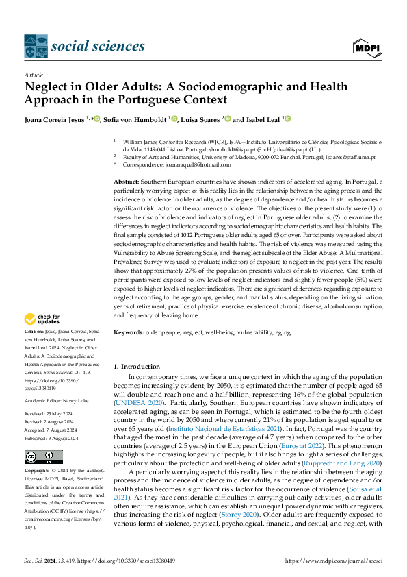 (PDF) Neglect in Older Adults: A Sociodemographic and Health Approach ...