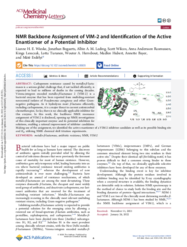 (PDF) NMR Backbone Assignment of VIM2 and Identification of the Active ...