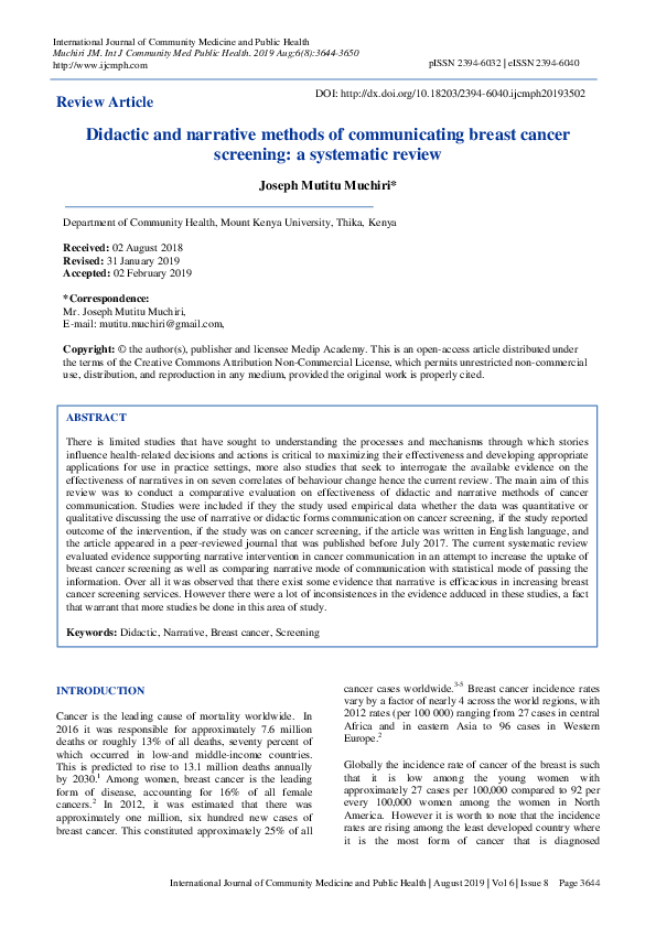 (PDF) Didactic and narrative methods of communicating breast cancer ...