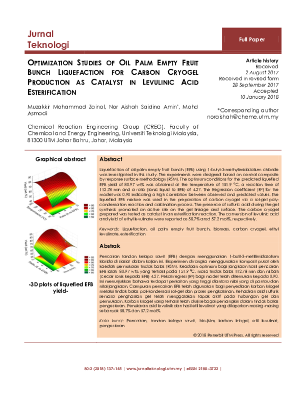 (PDF) Optimization Studies of Oil Palm Empty Fruit Bunch Liquefaction ...