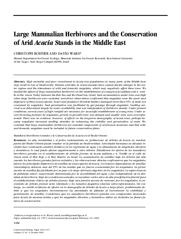 (PDF) Large Mammalian Herbivores and the Conservation of Arid Acacia ...