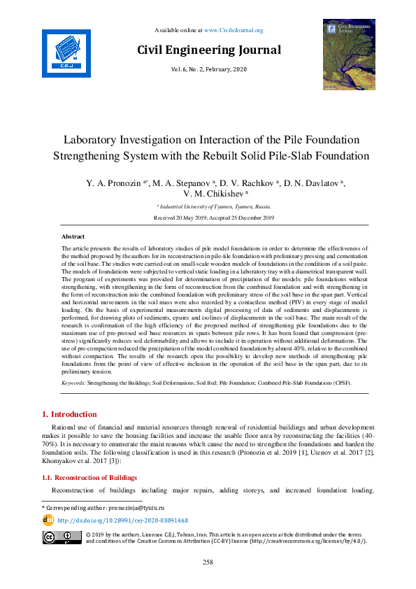 (PDF) Laboratory Investigation on Interaction of the Pile Foundation ...