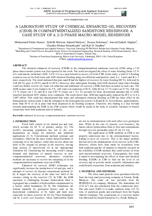 (PDF) A laboratory study of chemical enhanced oil recovery (CEOR) in ...