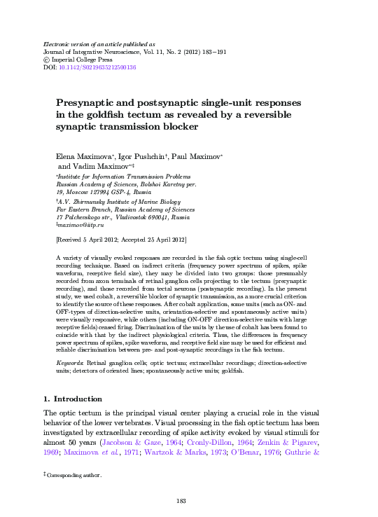 (PDF) Presynaptic and postsynaptic single-unit responses in the ...