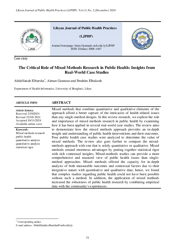 (PDF) The Critical Role of Mixed Methods Research in Public Health ...