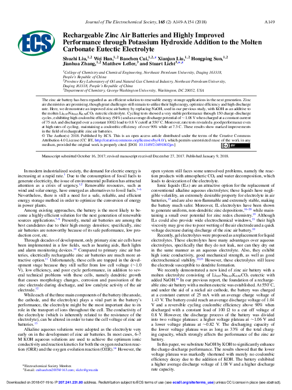 (PDF) Rechargeable Zinc Air Batteries and Highly Improved Performance ...