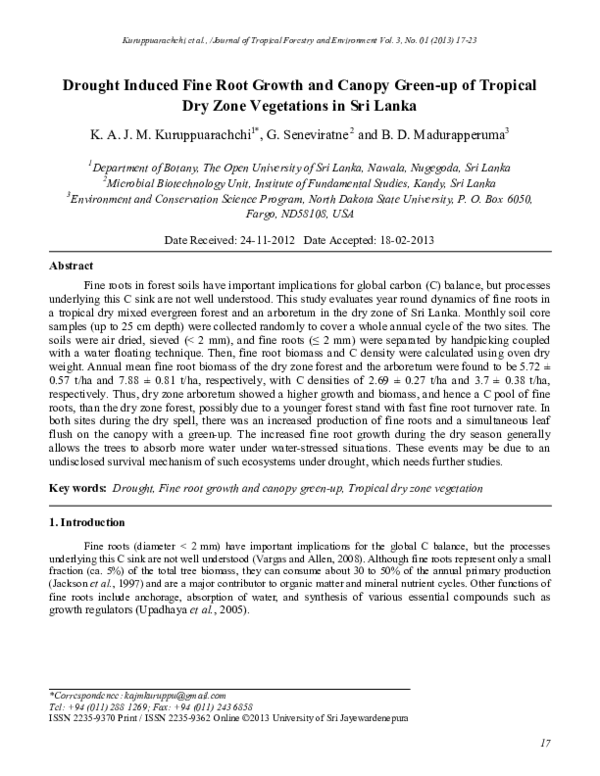 (PDF) Drought Induced Fine Root Growth and Canopy Green-up of Tropical ...