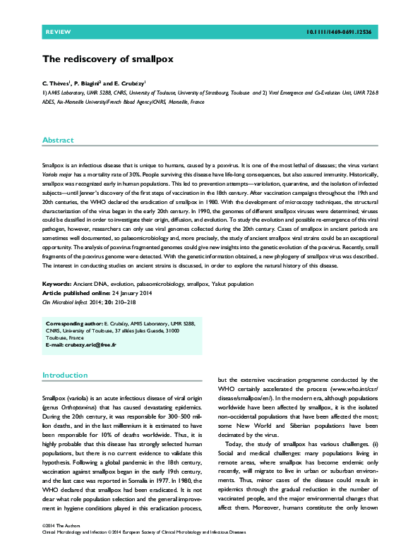 (PDF) The rediscovery of smallpox