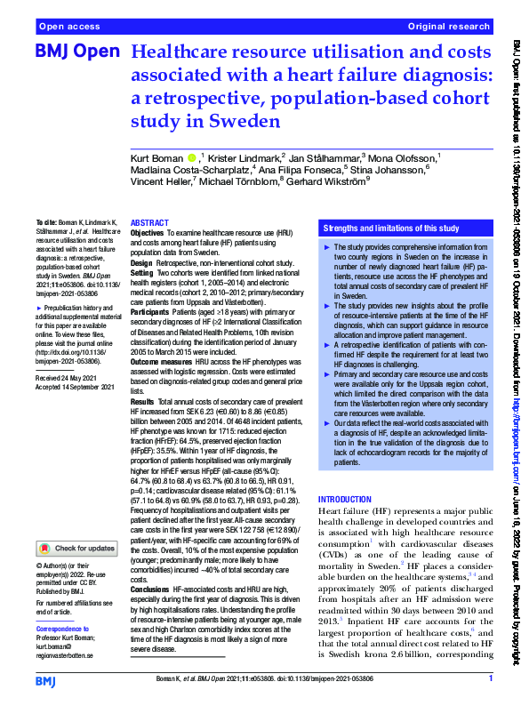 (PDF) Healthcare resource utilisation and costs associated with a heart ...