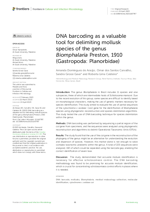 (PDF) DNA barcoding as a valuable tool for delimiting mollusk species ...